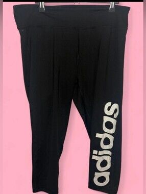 Adidas Black Leggings with White Side Logo